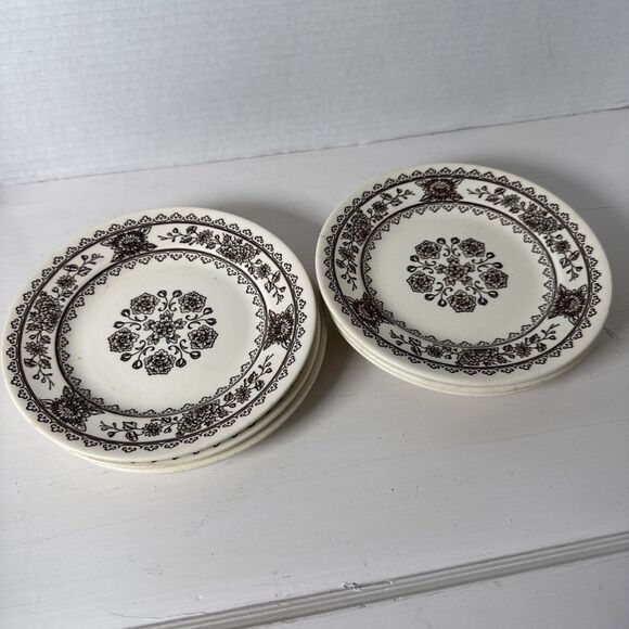 6 Vintage Royal China USA Hampshire Brown 6.5”Bread/Dessert Plates Excellent - Picture 6 of 10